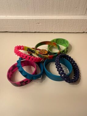 Zumba Fitness Silicone Bracelet Set - Pink, Blue, Green, Yellow, Purple